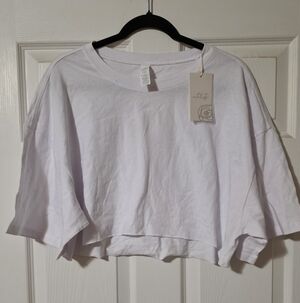 Vitality White Drop Sleeve Crop Top